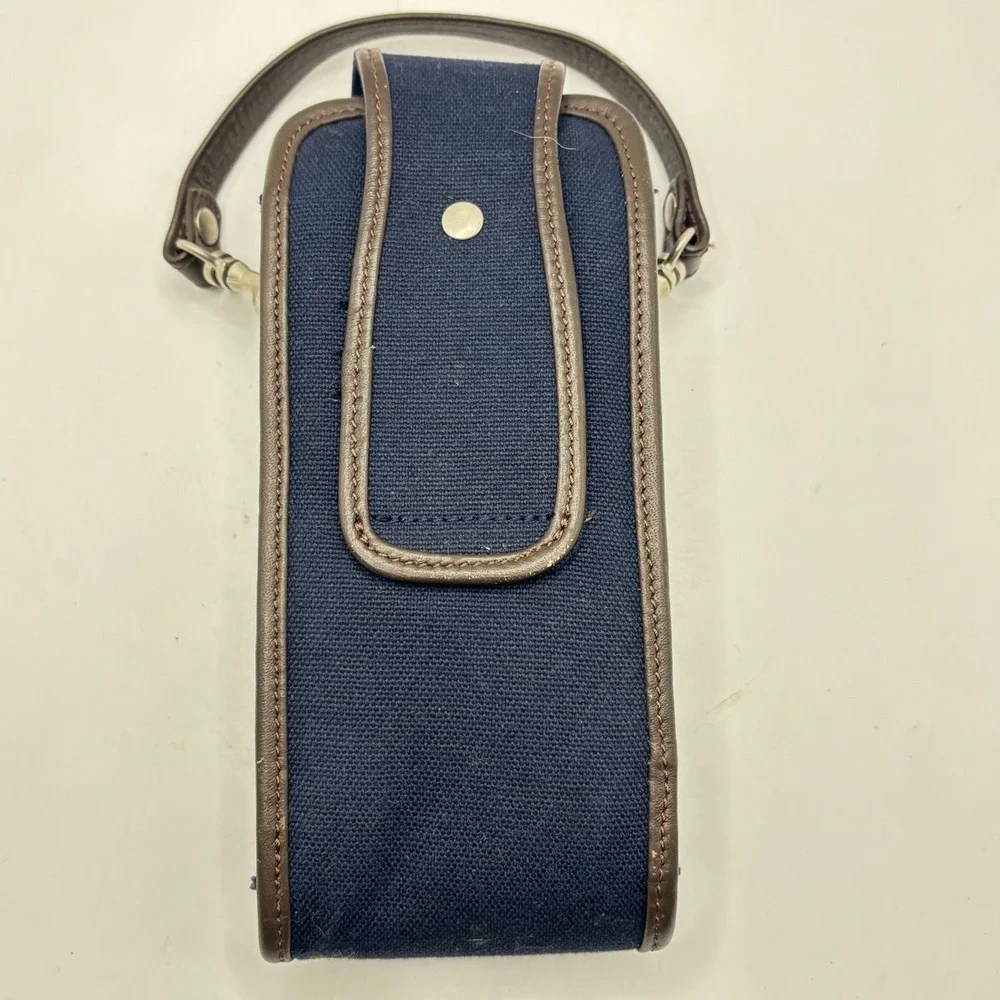 Vtg Disney Store Winnie‎ the Pooh Navy Canvas Leather Trim Pouch Wristlet Case